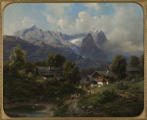 Partenkirchen in Bavaria at Sunrise, 1860, Karl Millner