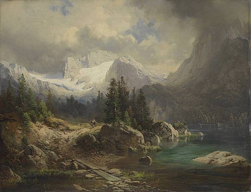 Ansicht des Gosausees mit Dachstein, 1856, Karl Millner