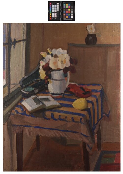 Natüürmort lillede ja sidruniga, 1935, Karl Pärsimägi