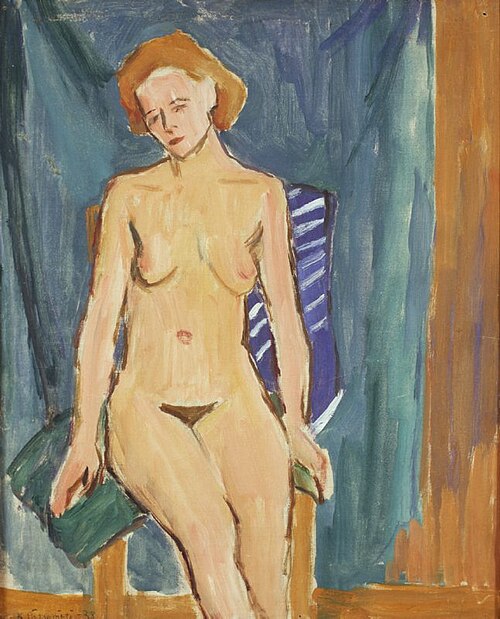 Istuv akt (Akt rohelisel foonil), 1938, Karl Pärsimägi