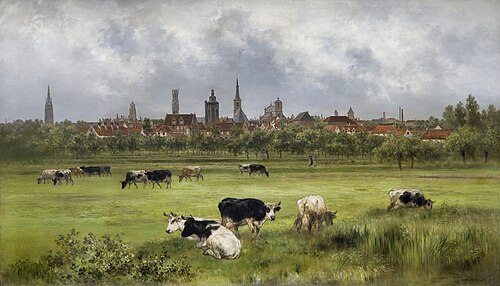 Gezicht op Brugge, 1880, Xavier de Cock
