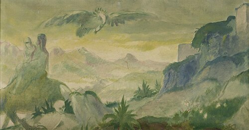 Reitendes Paar und Vogel, 1911, Karl Walser