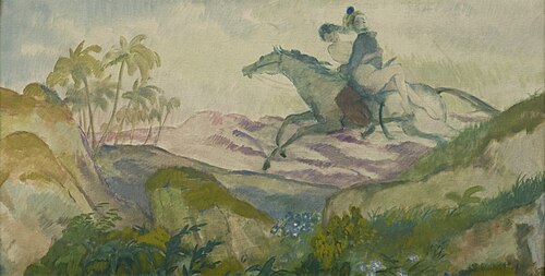Paar rücklings auf Pferd, 1911, Karl Walser