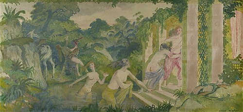 Fliehende Frauen und Entführer mit Pferd, 1911, Karl Walser