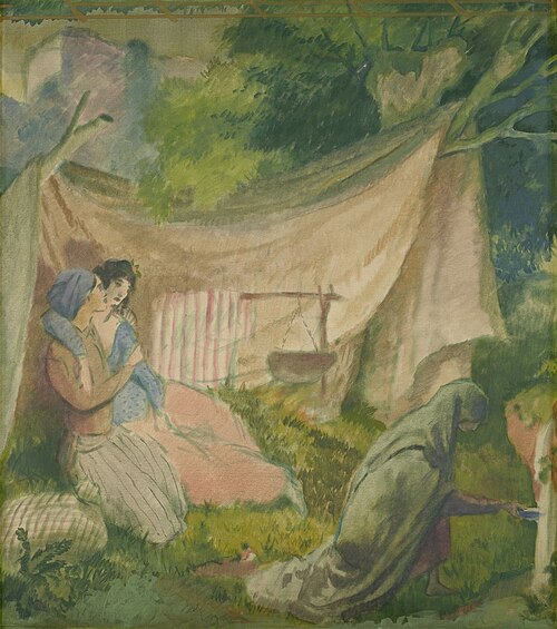 Zwei Mädchen und Verhüllte, 1911, Karl Walser
