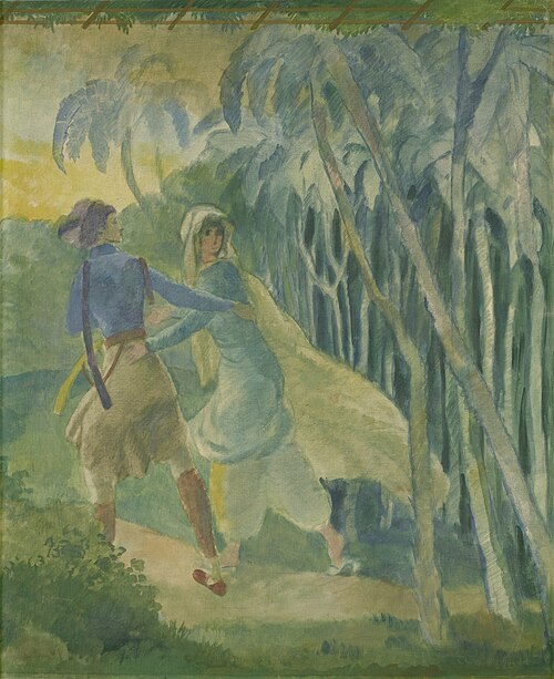 Flüchtendes Paar unter Palmen, 1911, Karl Walser