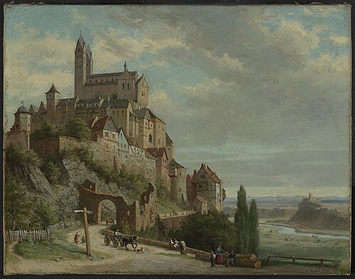 Blick auf Dietkirchen an der Lahn, 1860, Karl Weysser