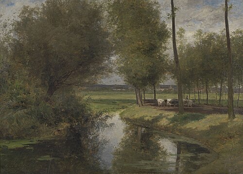 Landscape by the River Lys or The Road to the ‘Patijntje’ in Ghent, 1863, César de Cock
