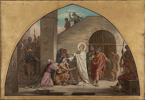 Esquisse pour l'église Saint-Gervais : saint Laurent guérissant les aveugles dans sa prison, 1869, Paul Nanteuil