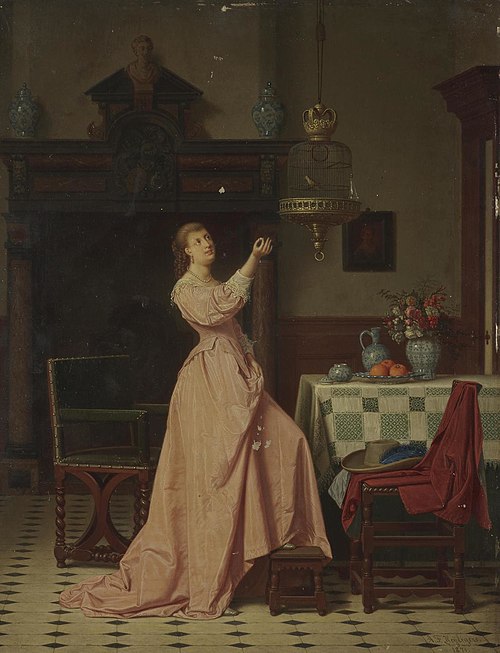 Lady with a Canary, 1871, Antoon François Heijligers