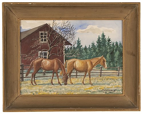 Horses on Pasture, 1940, Alexander Paischeff