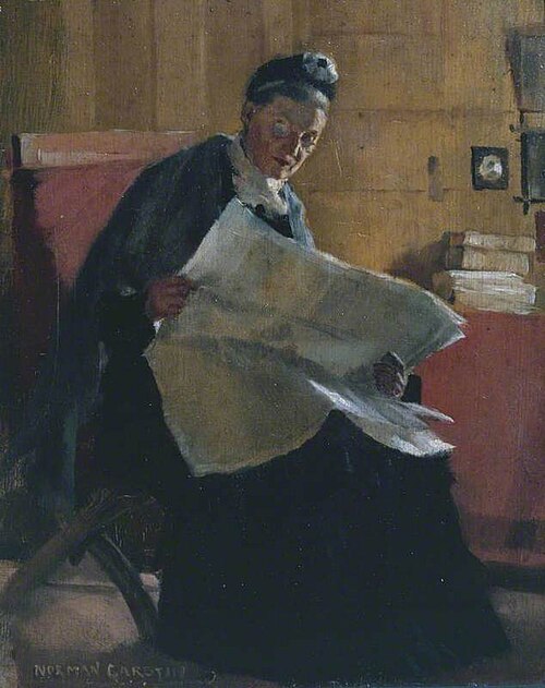 A Woman Reading a Newspaper, 1891, Norman Garstin