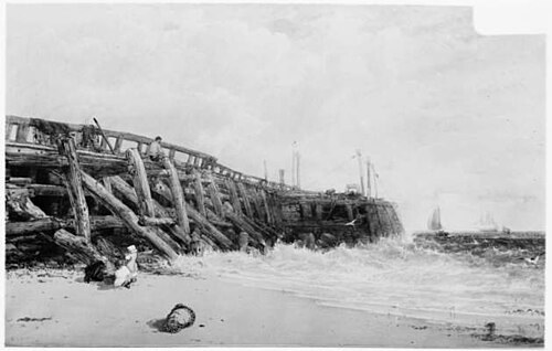 Newhaven Pier, 1872, William Roxby Beverley