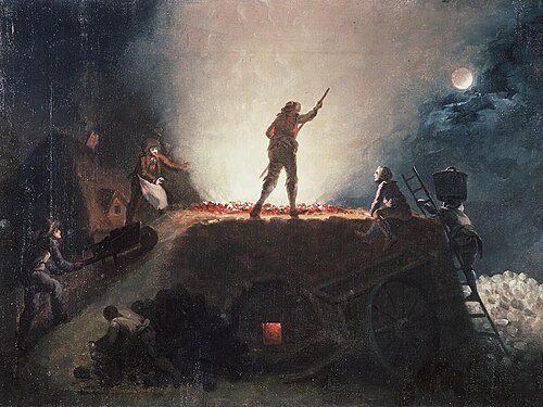 Limekiln at night, 1800, William Williams
