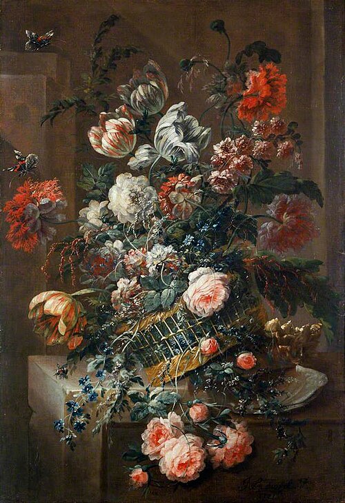 Flower Piece with Variegated Tulips, 1721, Jean-Baptiste Morel