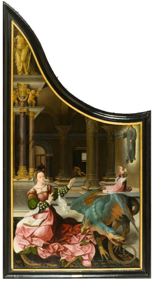The Fall of Simon Magus (front) and St. Margaret of Antioch (reverse), 1520, Jan Rombouts I