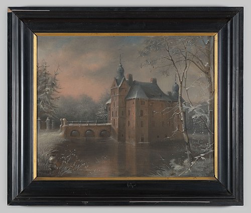 Gezicht op kasteel Cannenburch in de sneeuw, 1901, Heinrich Windhausen