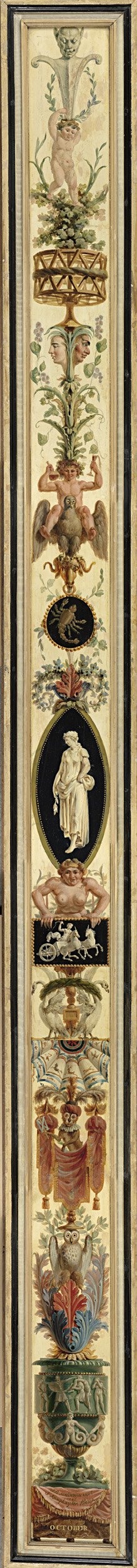 Nine Months with Signs of the Zodiac: October with the Sign of Scorpio, 1791, Jan Kamphuysen
