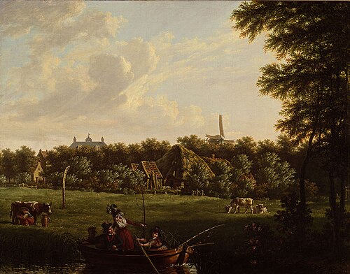 De hofstede Hartenlust met een roeiboot op de voorgrond, 1795, Jan Kamphuysen