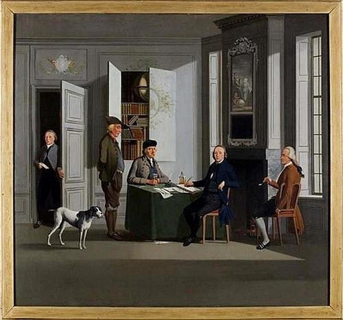 Groop portrait of Reijnier Buijsing (1743-1821), Gerard Buysing (1768-1820) and three unknown men, 1794, Christoffel Frederik Franck