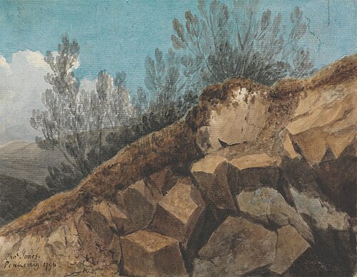 Study of Rocks, near Pencerrig, Wales, 1796, Thomas Jones