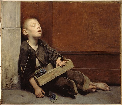 Un martyr. Le Marchand de violettes, 1885, Fernand Pelez