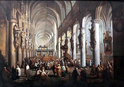 View of the interior of the Saint Rombold Cathedral in Mechelen, 1770, Pierre Joseph Verhagen
