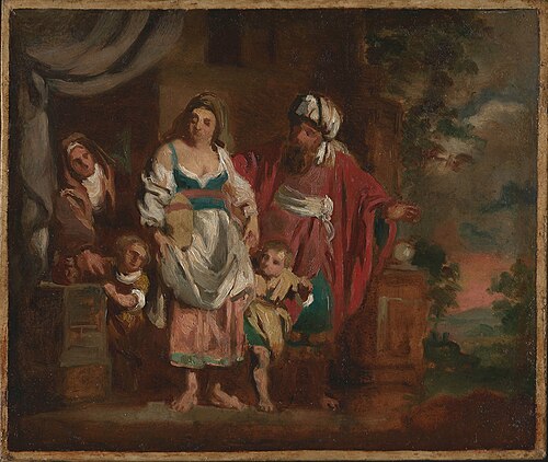 Hagar and Ishmael banished by Abraham, 1781, Pierre Joseph Verhagen