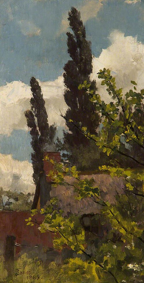 Rooftops and Poplars, 1883, James Charles