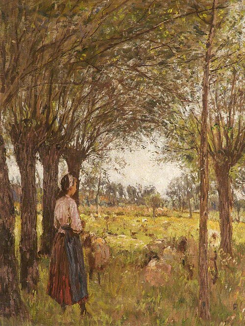 French Girl Minding Sheep, , James Charles