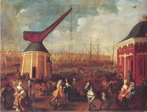 Der neue Krahn und Stadt-Waage im Hamburger Hafen, 1700, Elias Galli