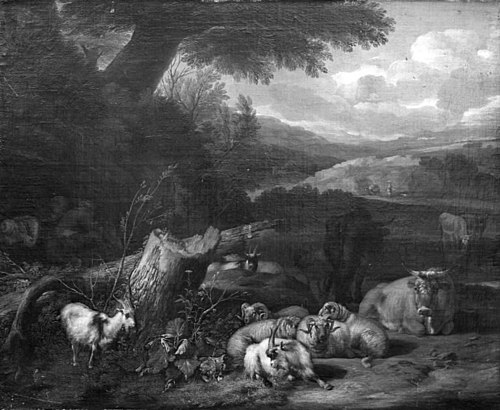 Italian Scenery with Cattle, 1670, Jacob van Huchtenburg