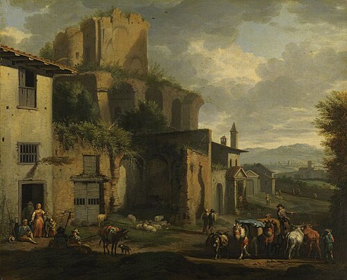 Szene vor einer römischen Ruine, 1659, Jacob van Huchtenburg