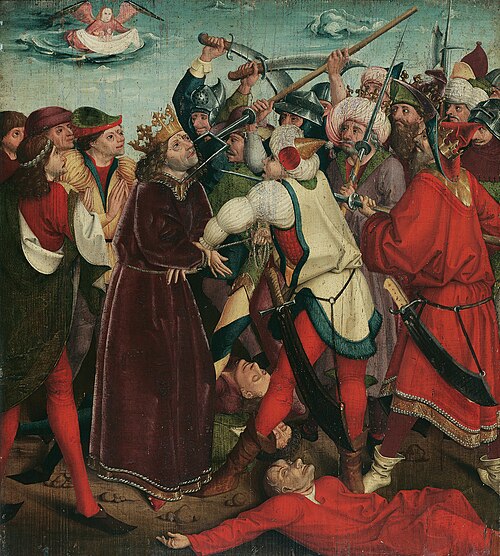 Martyrium des hl. Oswald in der Schlacht, 1482, Meister der Oswaldlegende