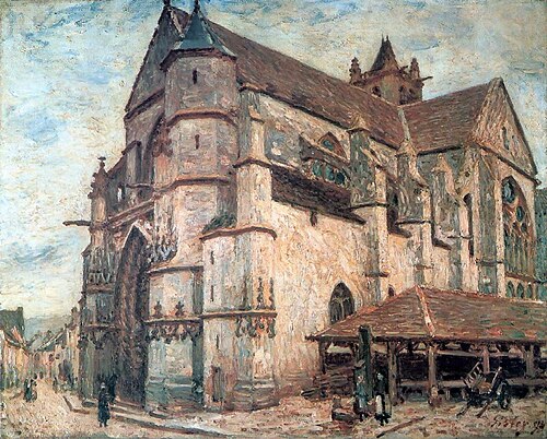 L'Église de Moret, temps de gelée, 1893, Alfred Sisley