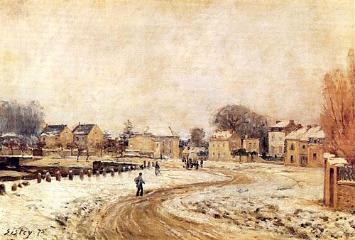 L'Abreuvoir de Marly-Neige, 1875, Alfred Sisley