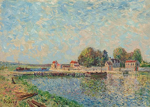 Le barrage à Saint-Mammès, canal du Loing, 1885, Alfred Sisley
