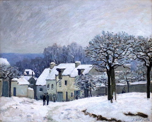 La Place du Chenil à Marly, effet de neige, 1874, Alfred Sisley
