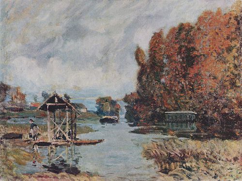 The Washerwomen in Bougival, 1875, Alfred Sisley