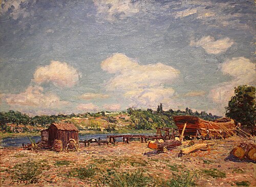 Chantier naval à Saint-Mammès, 1885, Alfred Sisley