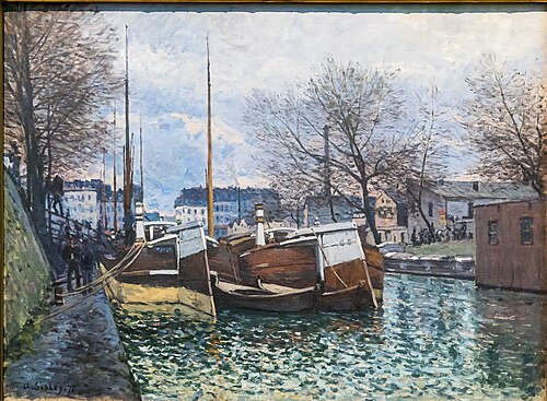 Péniches sur le canal Saint-Martin, 1870, Alfred Sisley