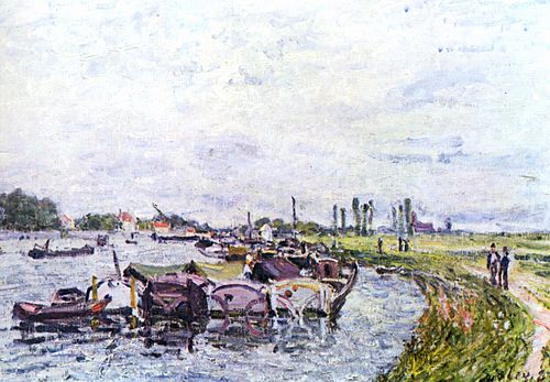 Barges in Saint-Mammès, 1885, Alfred Sisley