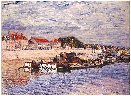 Péniches sur le Loing à Saint-Mammès, 1885, Alfred Sisley