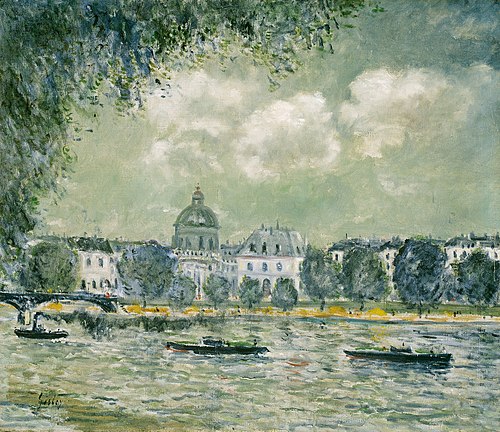 Paysage le long de la Seine avec l'Institut de France et le Pont des Arts, 1875, Alfred Sisley