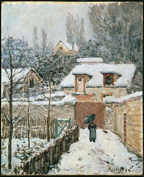 Le Chemin de l'Étarché sous la neige à Louveciennes, 1874, Alfred Sisley