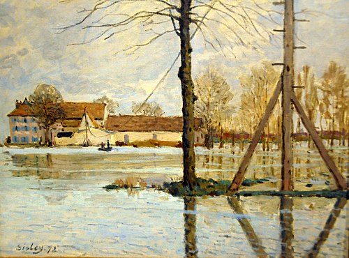 Le Bac de l'île de la Loge, inondation, 1872, Alfred Sisley