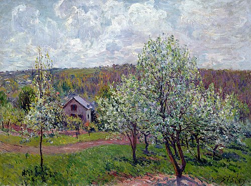 Printemps aux environs de Paris. Pommiers en fleurs, 1879, Alfred Sisley