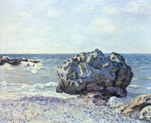 La Baie de Langland, Storr's Rock, Matin, 1897, Alfred Sisley