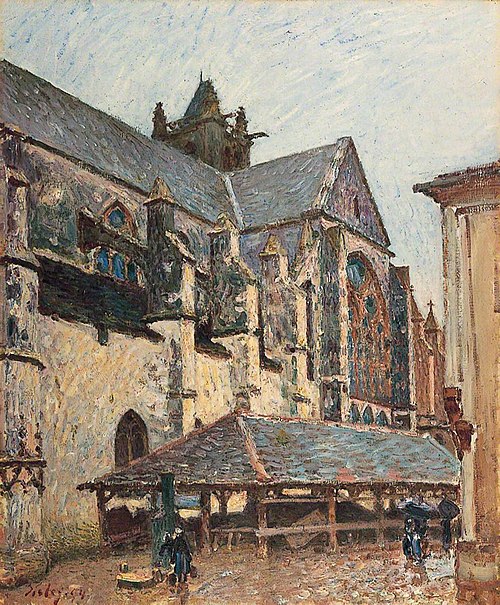 L'Église de Moret sous la pluie, côté transept, 1894, Alfred Sisley