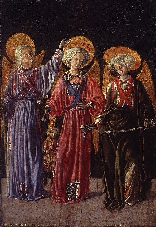 Three Archangels with the little Tobias, 1450, Master of Pratovecchio